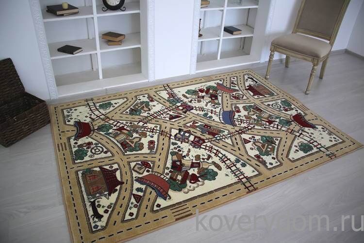 Детский ковер Веселые дорожки бежевый