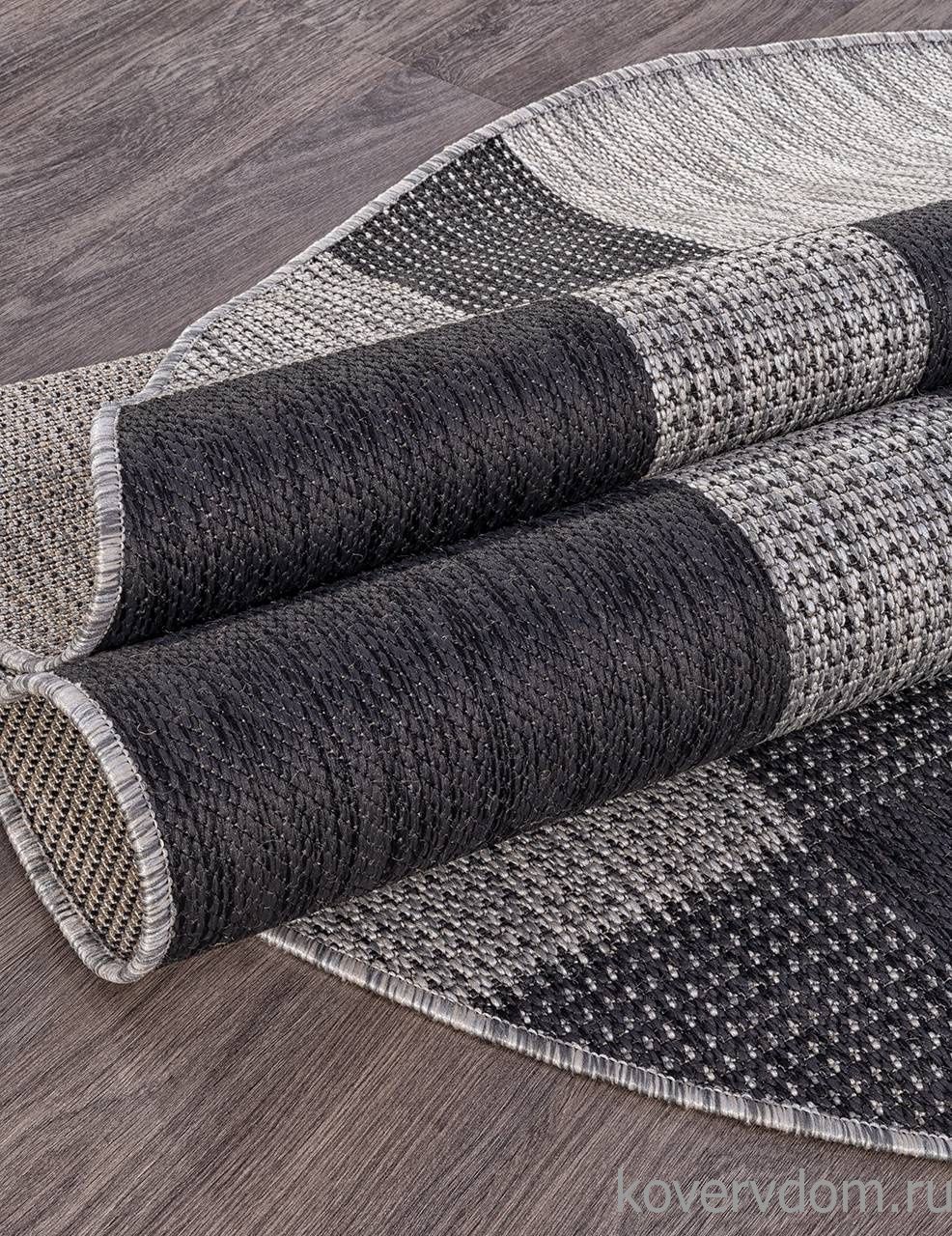 Ковер циновка VEGAS S005 GRAY-BLACK Овал Ковер циновка VEGAS S005 GRAY-BLACK Овал