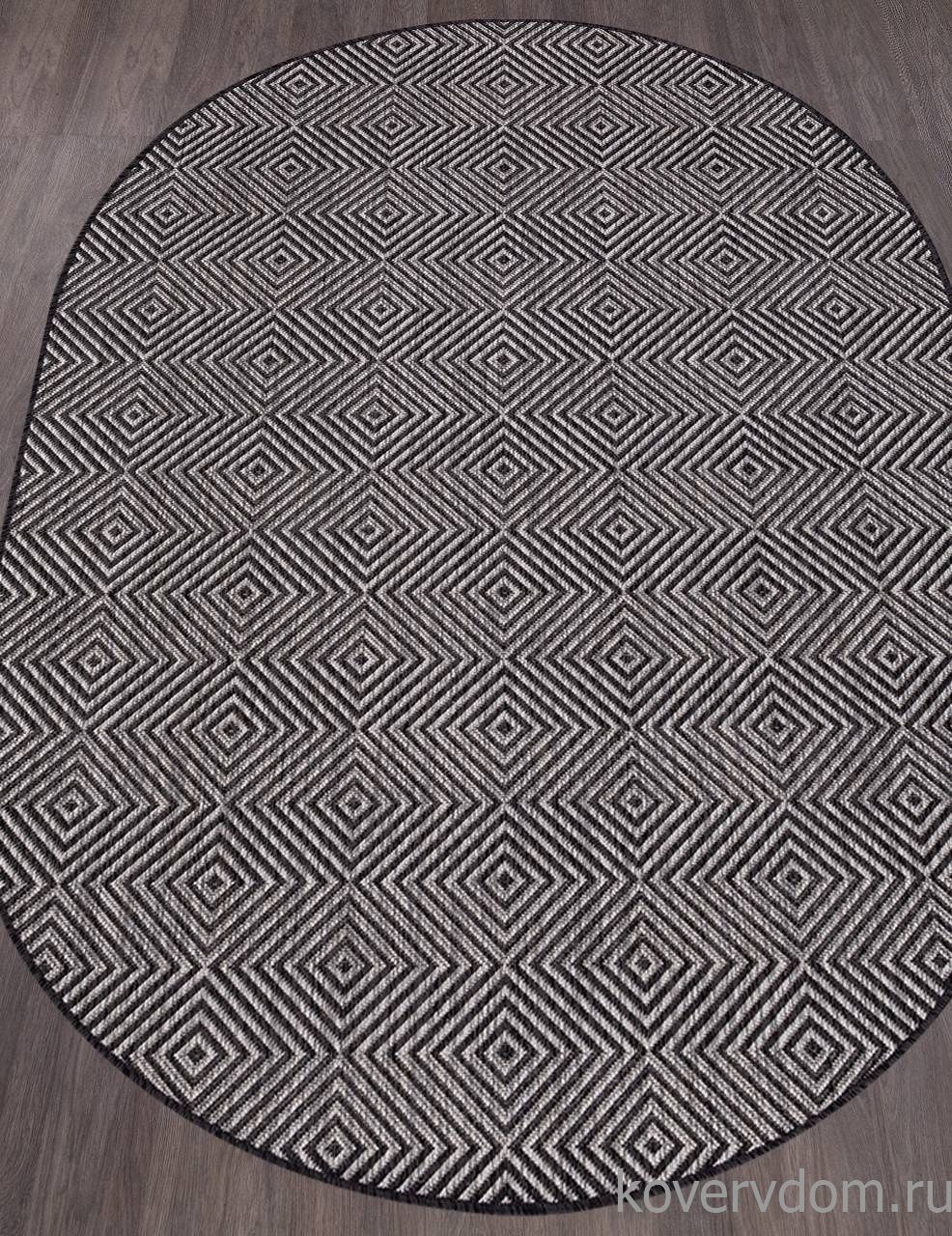 Ковер циновка VEGAS S006 GRAY-BLACK Овал Ковер циновка VEGAS S006 GRAY-BLACK Овал