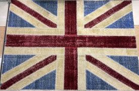 Разноцветный круглый ковер винтажный ручной работы Британский флаг Vintage Flag Patchwork 230315