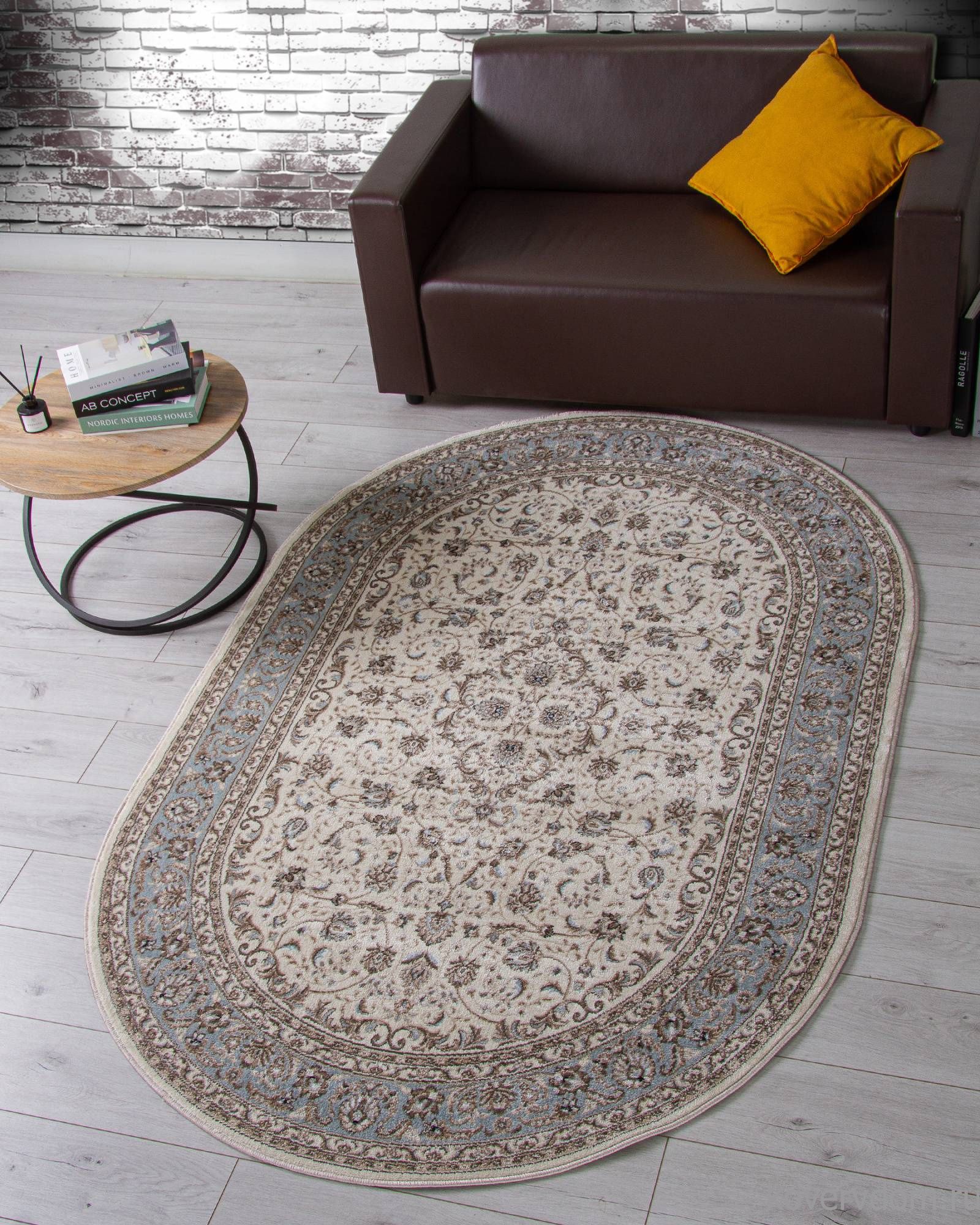 Ковер VALENCIA DELUXE F014 CREAM-L.BLUE Овал Ковер VALENCIA DELUXE F014 CREAM-L.BLUE Овал