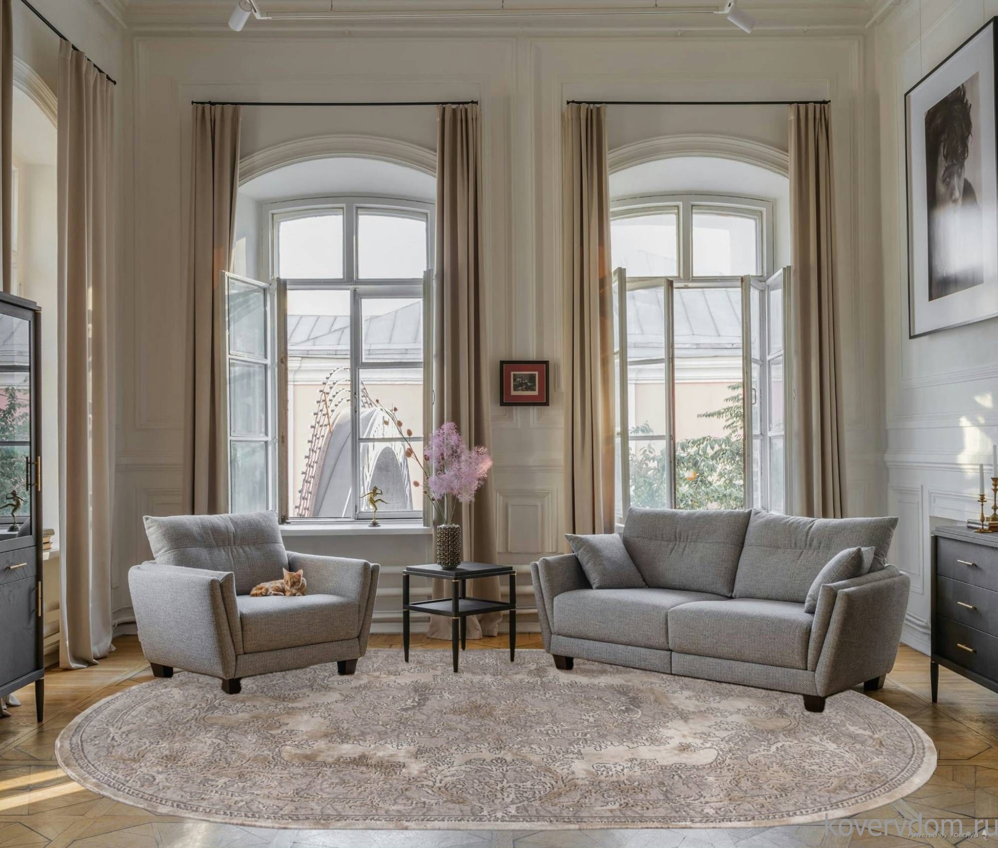 Ковер LUCCI P0047 WHITE / L.BEIGE Овал