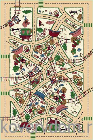 Детский ковер Веселые дорожки бежевый с зеленым