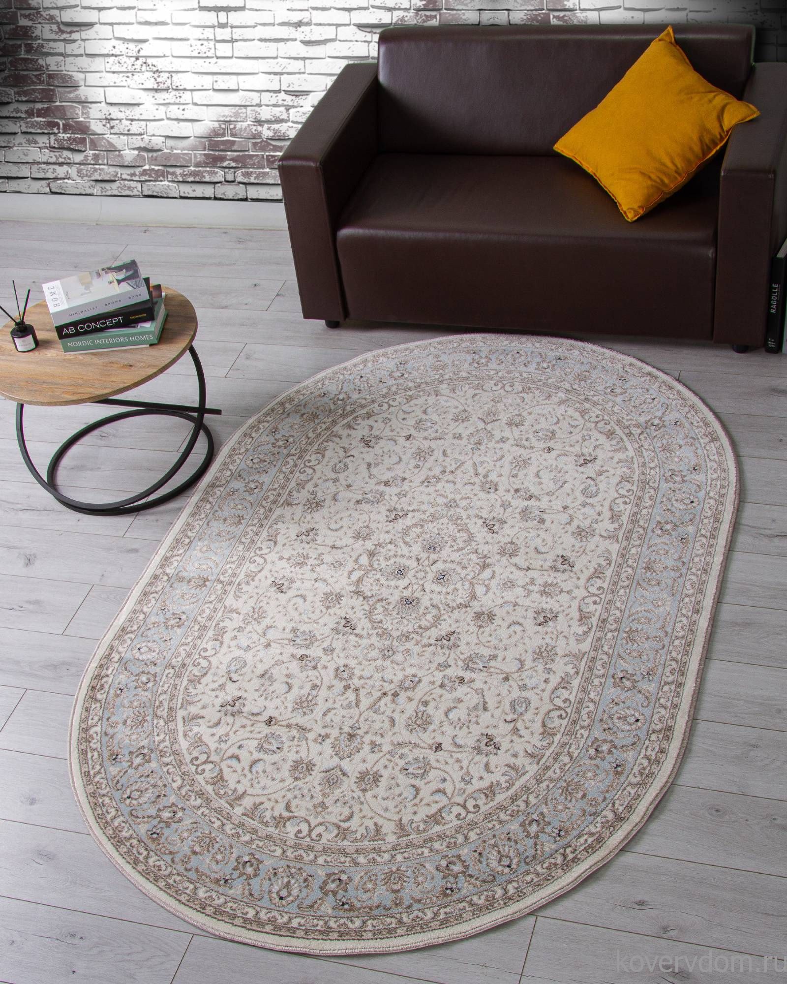 Ковер VALENCIA DELUXE F014 CREAM-L.BLUE Овал Ковер VALENCIA DELUXE F014 CREAM-L.BLUE Овал